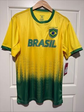 Men's Brasil Yellow & Green Soccer Jersey - National Crest